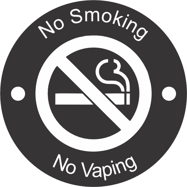 Black With White No Smoking No Vaping Disc 40mm